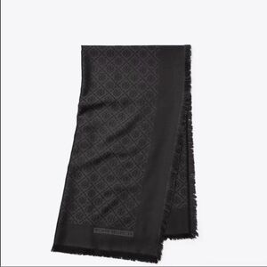Tory Burch Elegant Black Patterned Scarf